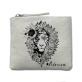 Porte monnaie personnalisé lion astro ivoire en feutrine en feutrine ivoire