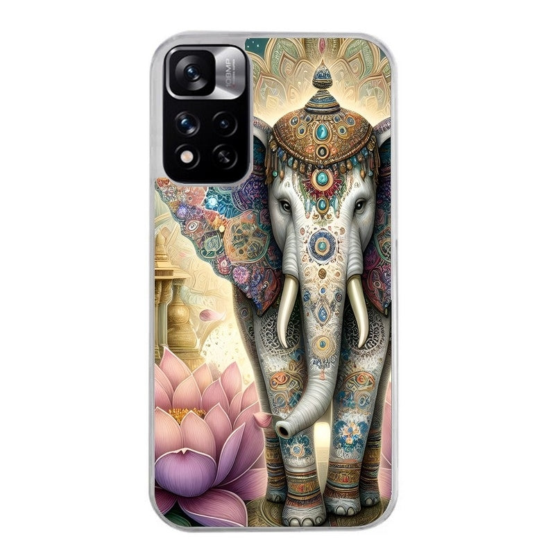 Coque taperso pour Redmi Note 12 4G 5G PRO 4G avec motif elephant et lotus protection antichoc personnalisée