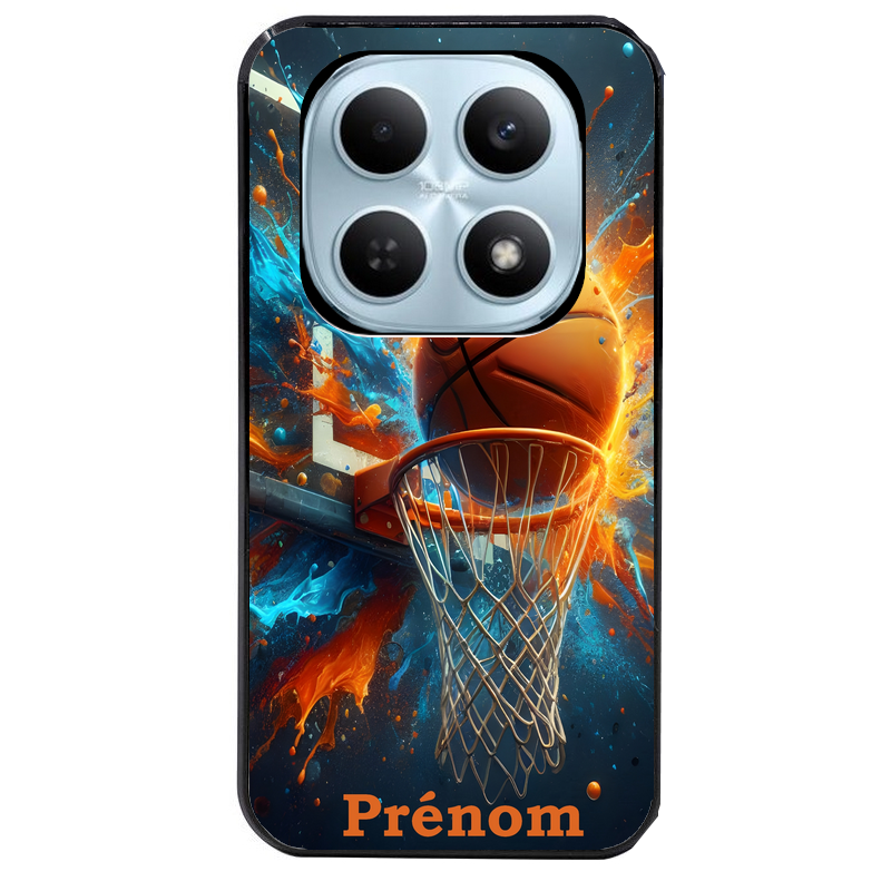 Coque noire taperso pour POCO M8 5G et PRO 5G avec motif basket ball color personnalise protection antichoc personnalisée