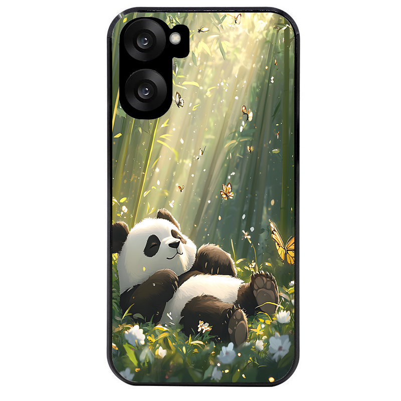 Coque noire taperso pour OnePlus Nord CE5 avec motif panda bambou protection antichoc personnalisée