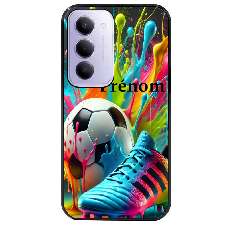 Coque noire taperso pour Redmi 15 4G et 5G avec motif foot color personnalisee protection antichoc personnalisée