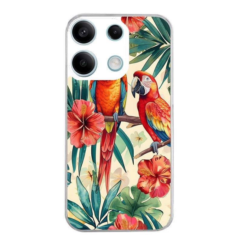 Coque taperso pour POCO M6 PRO 4G avec motif perroquet et fleurs protection antichoc personnalisée