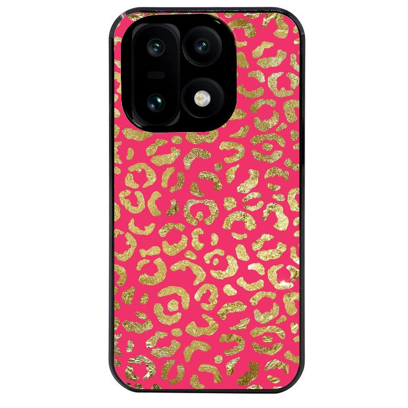 Coque noire taperso pour OnePlus 15 avec motif leopard fuschia protection antichoc personnalisée