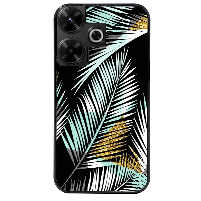 Coque noire taperso pour POCO M6 4G avec motif palmier noir protection antichoc personnalisée