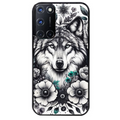 Coque noire taperso pour OPPO Reno 8 LITE avec motif loup et fleur protection antichoc personnalisée