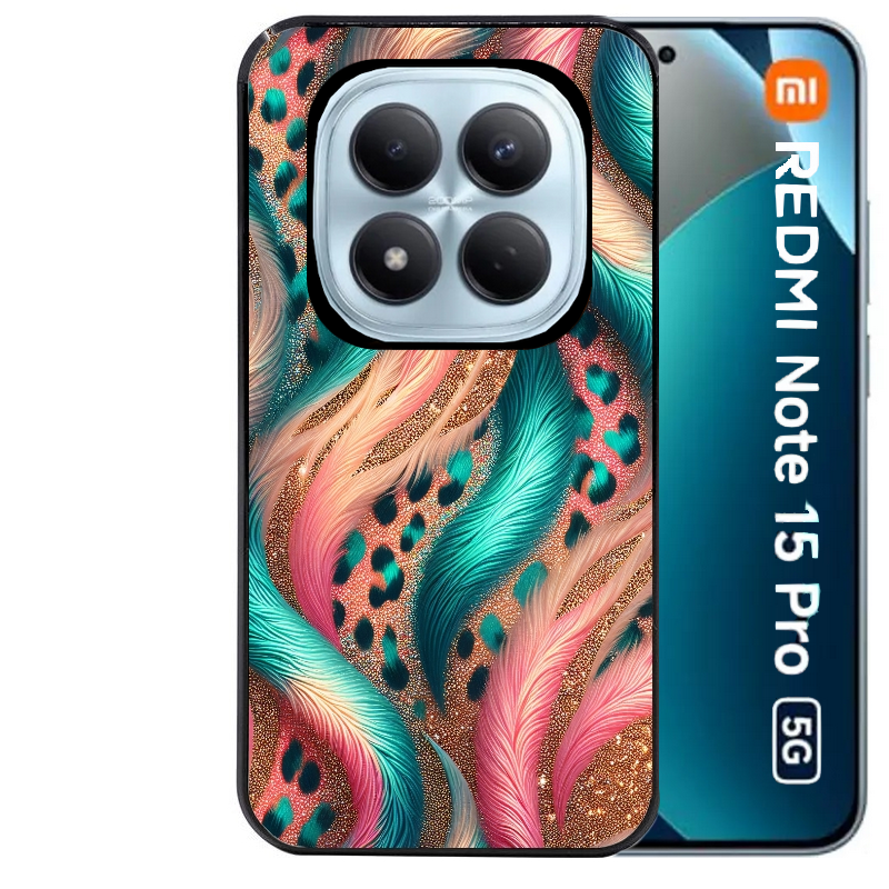 Coque noire taperso pour Redmi Note 15 et PRO PLUS 4G 5G avec motif effet fourrure leopard 2 protection antichoc personnalisée