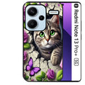 Coque noire taperso pour Redmi Note 13 PRO PLUS 5G avec motif chat papillon 3 protection antichoc personnalisée