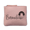 Porte monnaie personnalisé motif baroudeuse rose clair en feutrine en feutrine