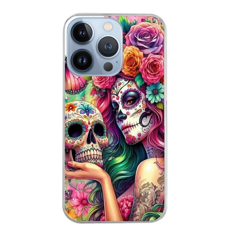 Coque taperso pour Iphone 12 et PRO MINI PRO MAX avec motif tete de mort calavera skull protection antichoc personnalisée