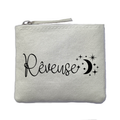 Porte monnaie personnalisé reveuse ivoire en feutrine en feutrine ivoire