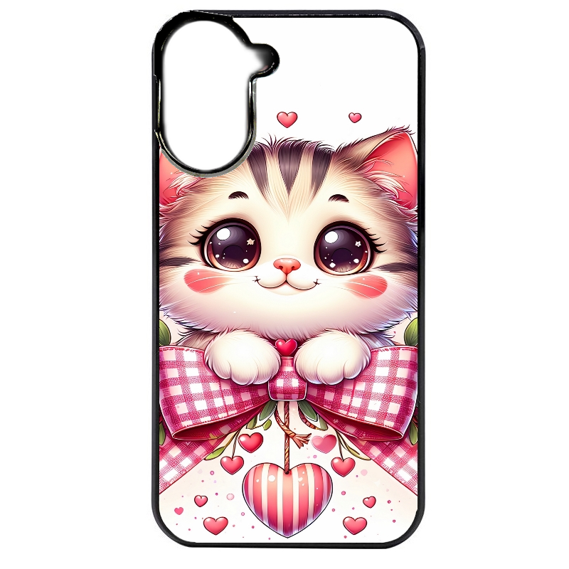 Coque noire taperso pour POCO C71 4G avec motif chat noeud et coeur protection antichoc personnalisée
