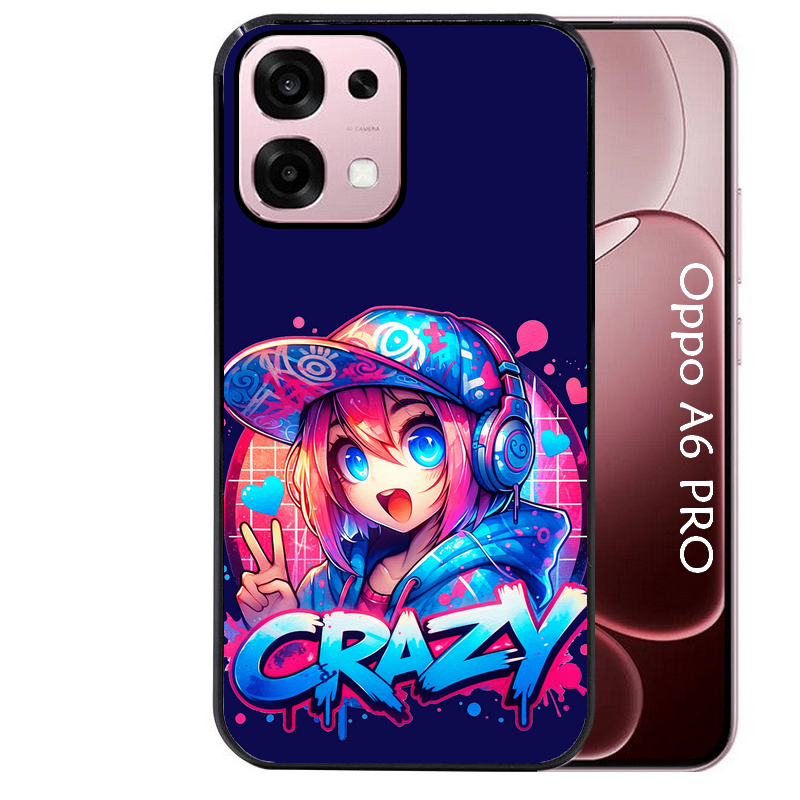 Coque noire taperso pour OPPO A6 PRO 4G et 5G avec motif anime crazy protection antichoc personnalisée