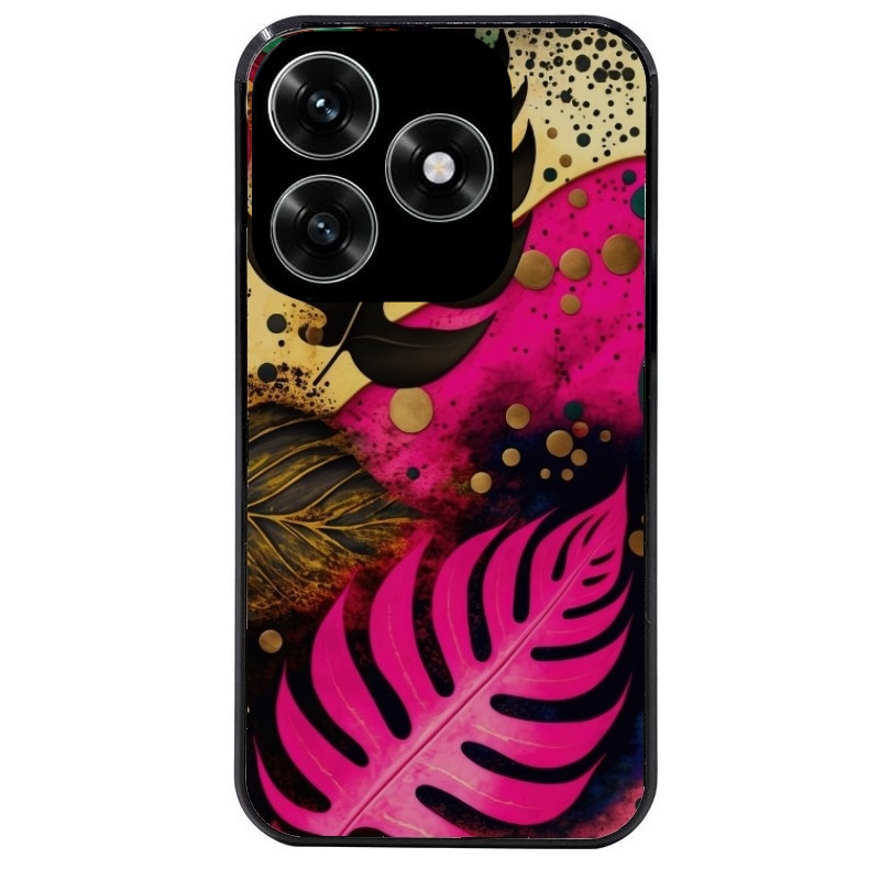 Coque noire taperso pour Honor X6B X5C X5C PLUS avec motif tropical rose et des fleurs protection antichoc personnalisée
