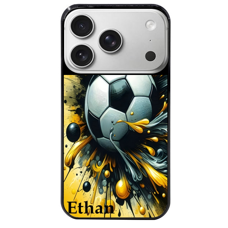 Coque noire taperso pour Iphone 17 17E AIR MAX PRO avec motif football personnalisee protection antichoc personnalisée