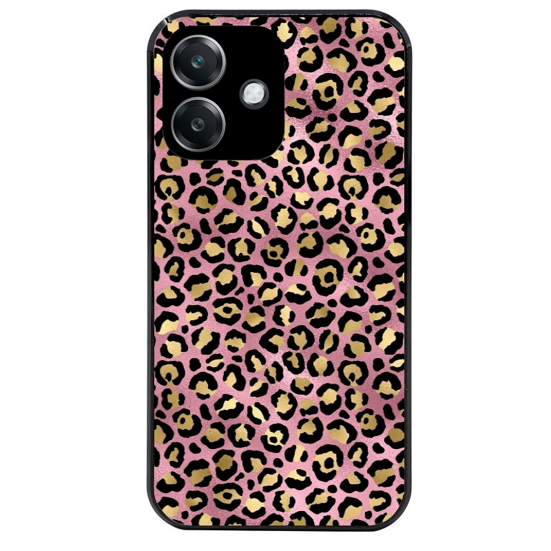 Coque noire taperso pour OPPO A40 avec motif leopard rose protection antichoc personnalisée