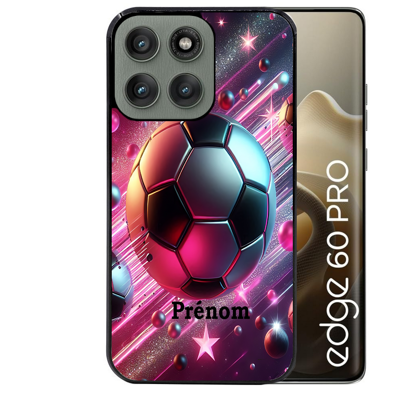 Coque noire taperso pour Moto Edge 60 et Neo Fusion Pro avec motif foot etoile personnalisee protection antichoc personnalisée
