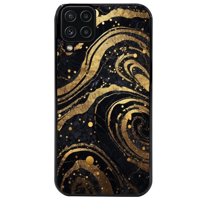 Coque noire taperso pour galaxy A22 A32 A52 A52S 4G 5G  avec motif marbre noir protection antichoc personnalisée