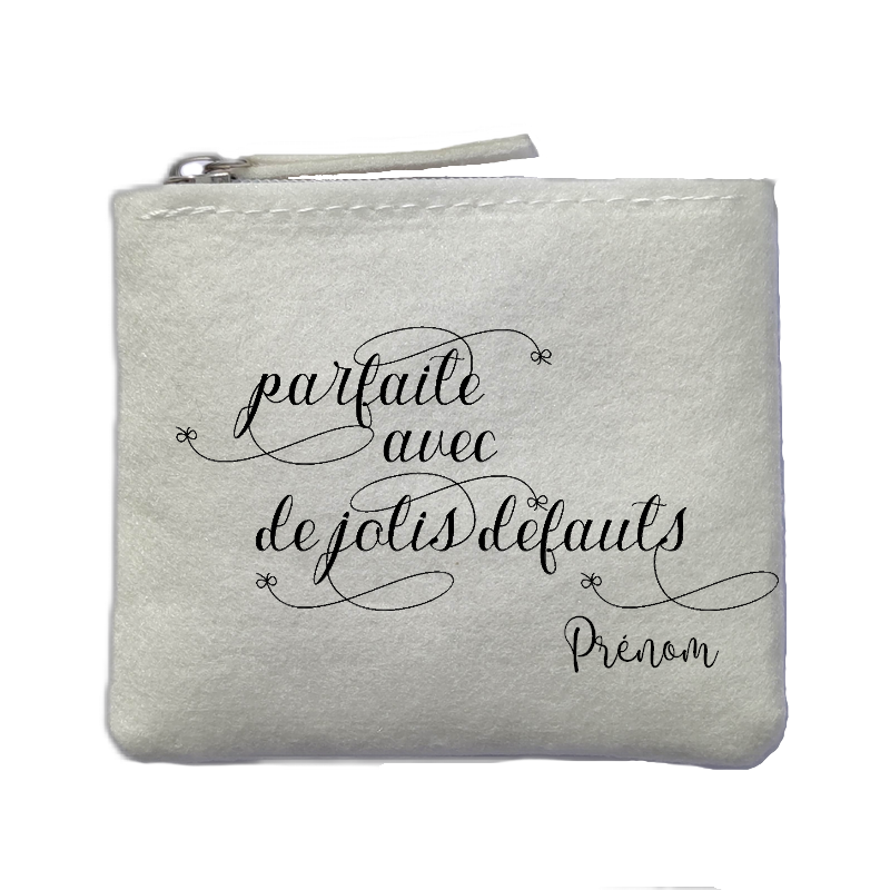 Porte monnaie personnalisé parfaite defauts ivoire en feutrine en feutrine ivoire