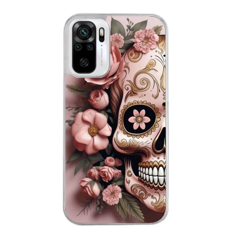 Coque taperso pour Redmi Note 10 4G 5G PRO 10S avec motif tete de mort calavera rose protection antichoc personnalisée