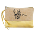 Pochette personnalisée tete de mort et fleur en jute et doré en jute et doré