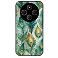 Coque noire taperso pour POCO C75 avec motif paon plumes protection antichoc personnalisée