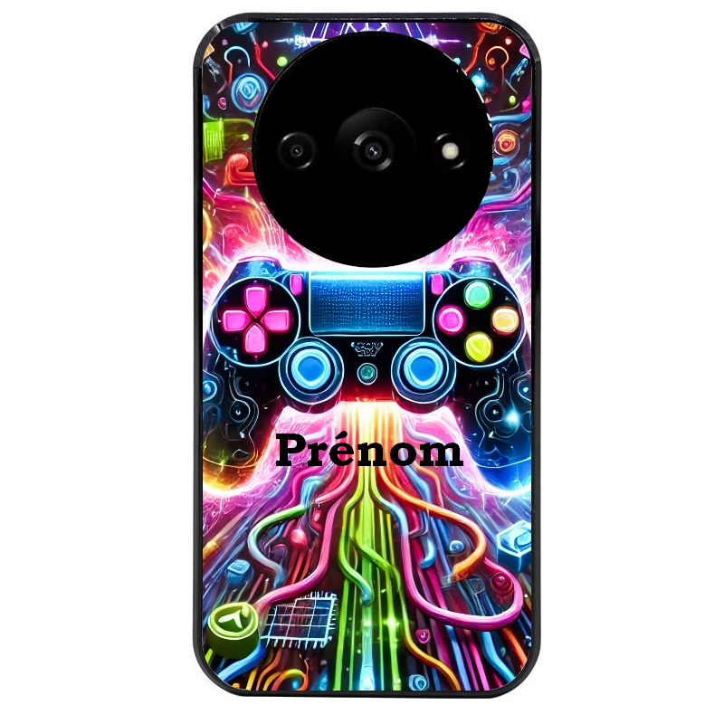 Coque noire taperso pour Redmi A3 avec motif gamer electro personnalisee protection antichoc personnalisée