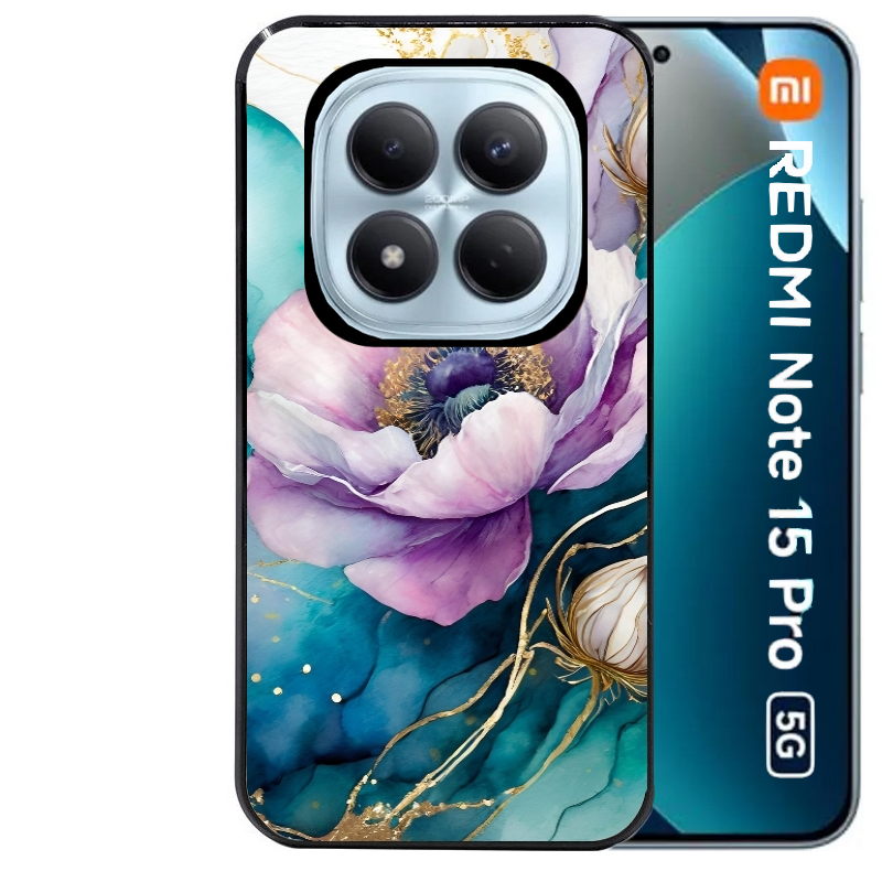 Coque noire taperso pour Redmi Note 15 et PRO PLUS 4G 5G avec motif marbre fleur protection antichoc personnalisée