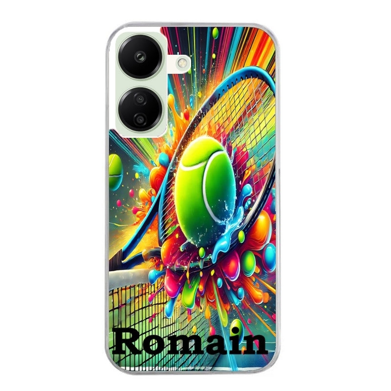 Coque taperso pour POCO C65 4G avec motif tennis color personnalisee protection antichoc personnalisée