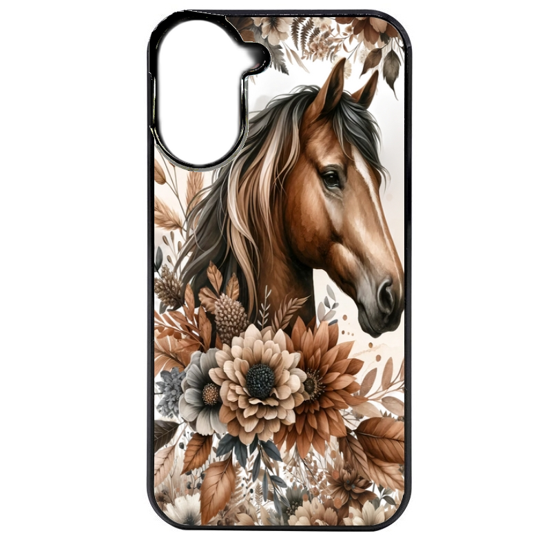 Coque noire taperso pour POCO C71 4G avec motif cheval automne protection antichoc personnalisée