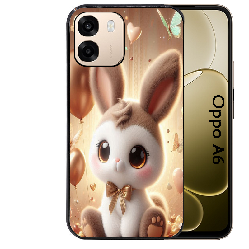 Coque noire taperso pour OPPO A6 A6X 4G et 5G avec motif lapin ballon protection antichoc personnalisée