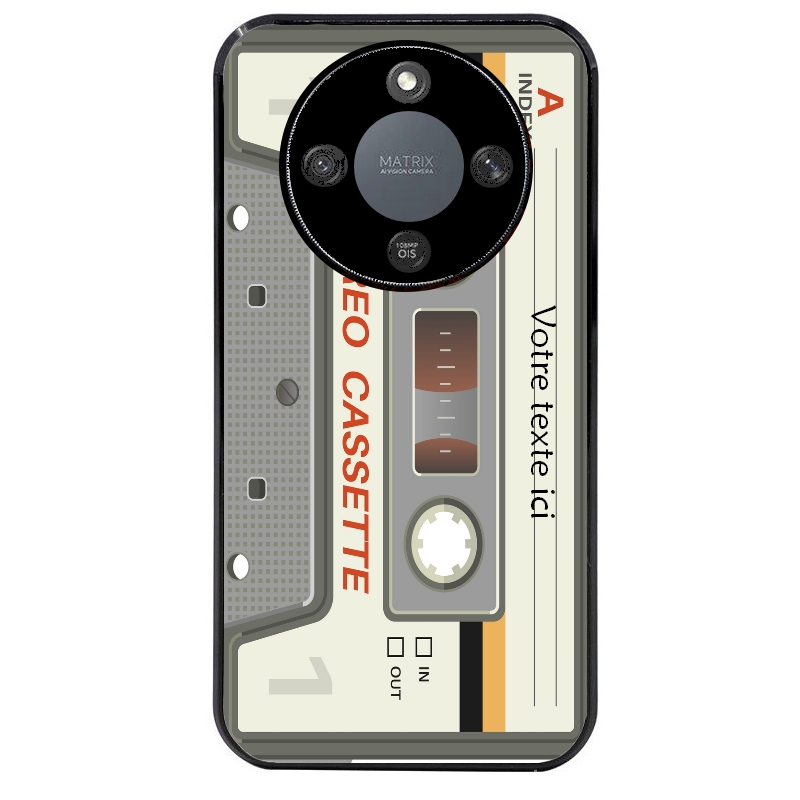 Coque noire taperso pour Magic 5 6 LITE et PRO avec motif cassette grise personnalisable protection antichoc personnalisée