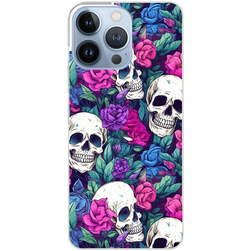 Coque taperso pour Iphone 12 et PRO MINI PRO MAX avec motif tete de mort violet protection antichoc personnalisée