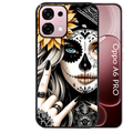 Coque noire taperso pour OPPO A6 PRO 4G et 5G avec motif tete de mort tatoo protection antichoc personnalisée