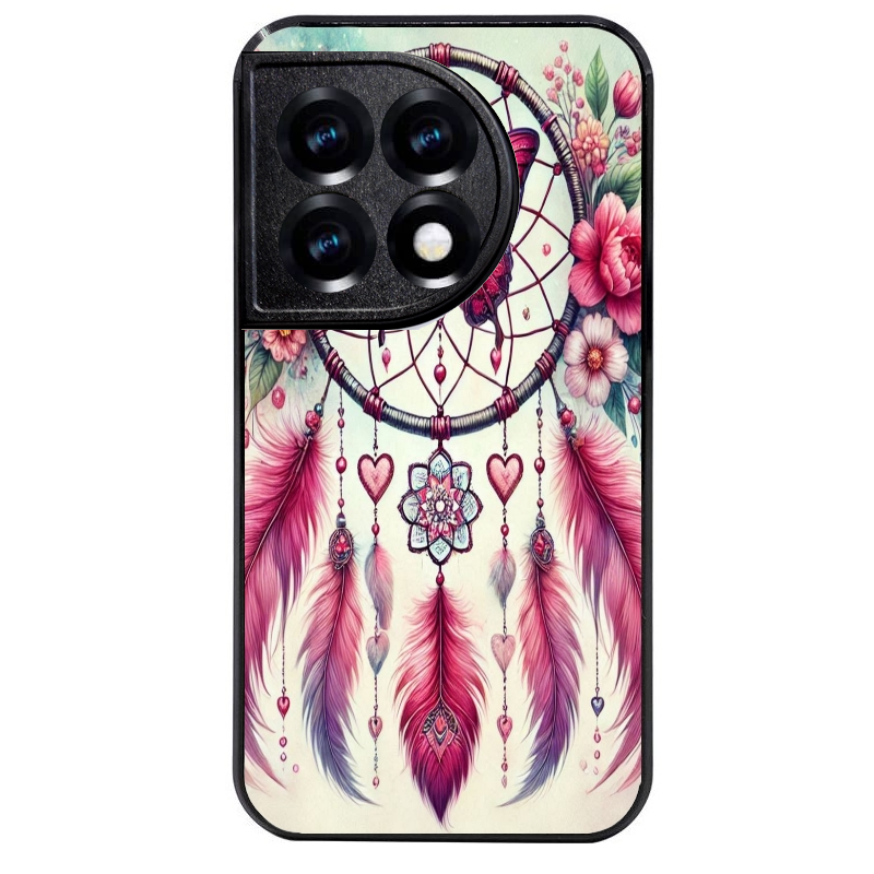 Coque noire taperso pour OnePlus 11 et 12 avec motif dreamcatcher et papillon protection antichoc personnalisée