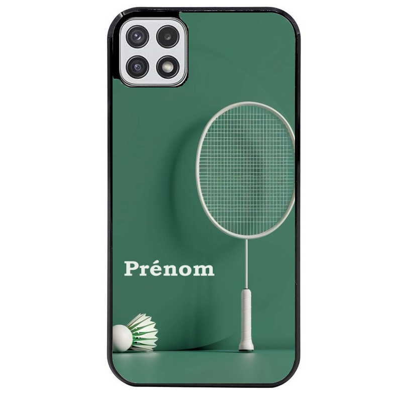 Coque noire taperso pour galaxy A22 A32 A52 A52S 4G 5G  avec motif badminton sport personnalise protection antichoc personnalisée