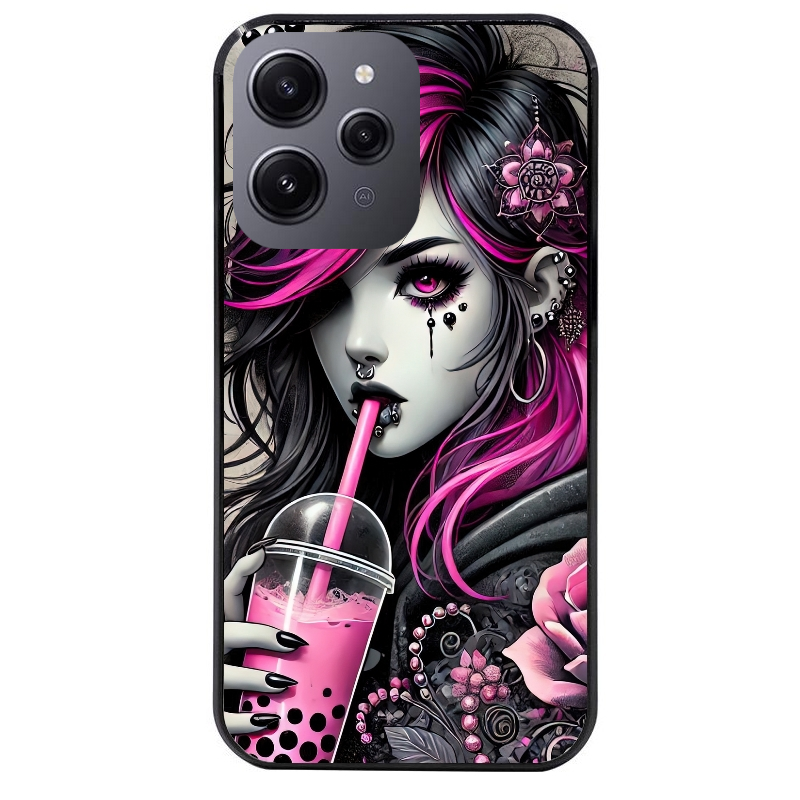 Coque noire taperso pour Redmi 12 4G et 5G avec motif anime et gothic boba protection antichoc personnalisée