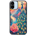 Coque noire taperso pour Redmi A1 et A2 avec motif paon japan protection antichoc personnalisée