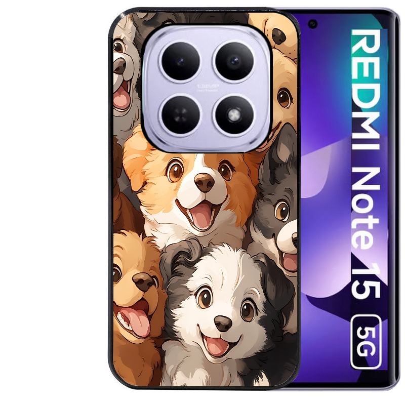 Coque noire taperso pour Redmi Note 15 et PRO PLUS 4G 5G avec motif chien smile protection antichoc personnalisée