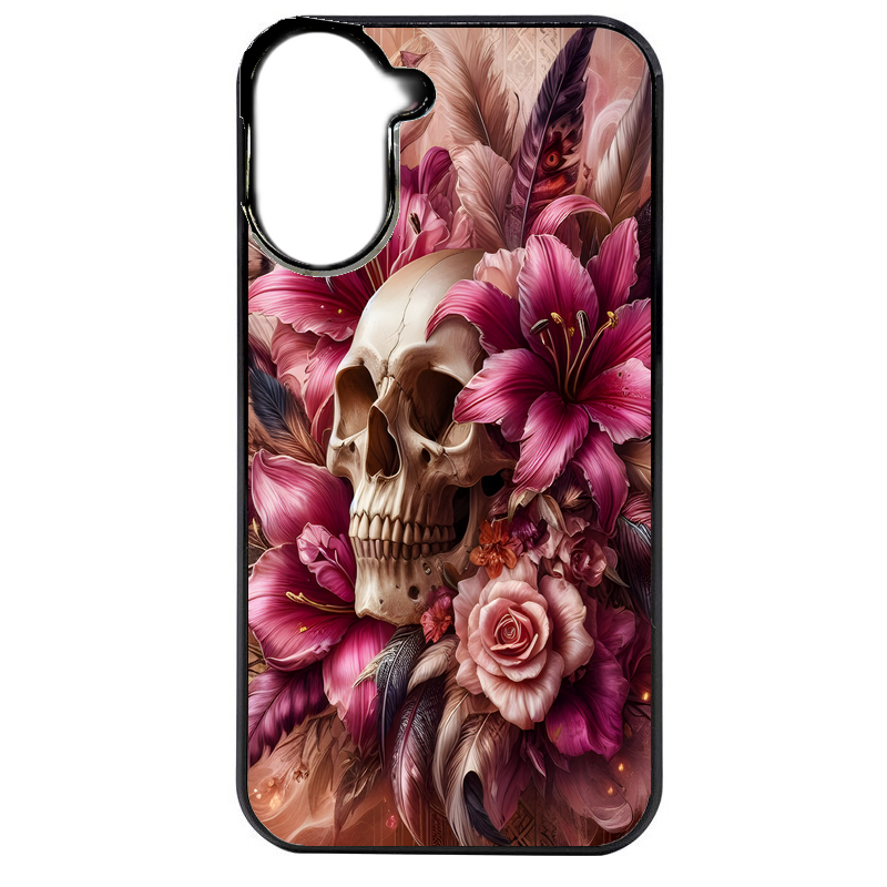Coque noire taperso pour Redmi A5 4G avec motif tete de mort skull plume protection antichoc personnalisée