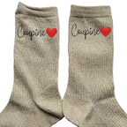 Chaussettes paillettes doré motif copine coupine