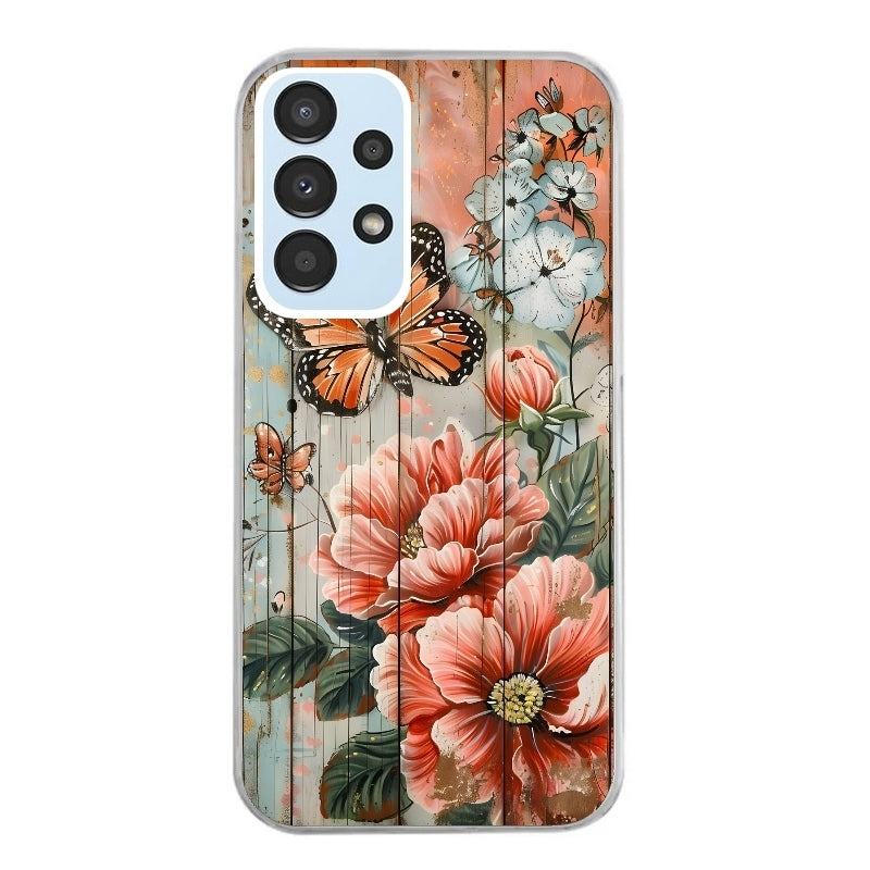 Coque taperso pour Galaxy A13 4G et 5G A23 A53 avec motif bois et papillon 3 protection antichoc personnalisée