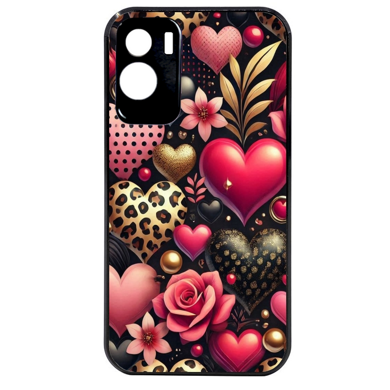 Coque noire taperso pour Honor 70 LITE 90 et LITE avec motif coeur et leopard protection antichoc personnalisée