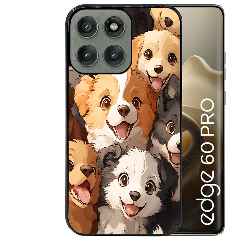 Coque noire taperso pour Moto Edge 60 et Neo Fusion Pro avec motif chien smile protection antichoc personnalisée