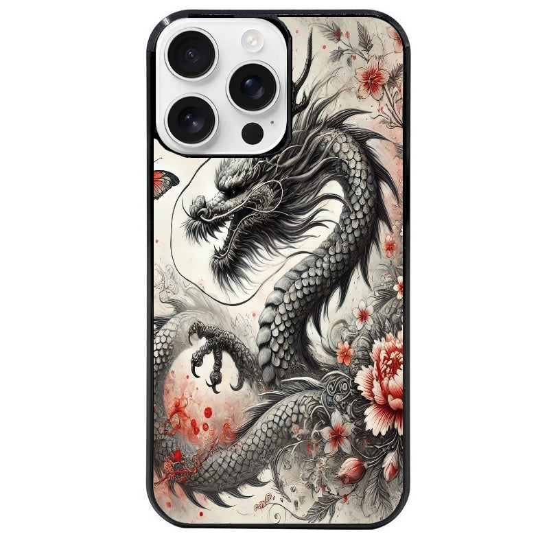 Coque noire taperso pour Iphone 16 16E PLUS MAX PRO avec motif dragon japan protection antichoc personnalisée