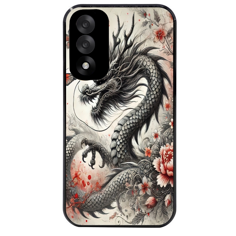 Coque noire taperso pour OnePlus Nord 5 avec motif dragon japan protection antichoc personnalisée