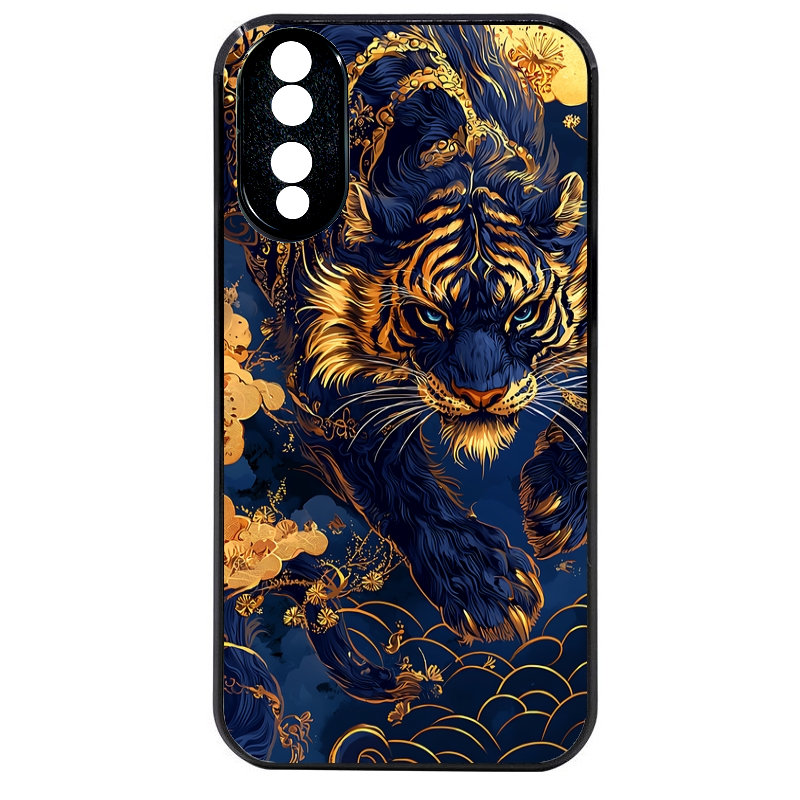 Coque noire taperso pour Honor 70 LITE 90 et LITE avec motif tigre et fleur protection antichoc personnalisée