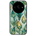Coque noire taperso pour Redmi A3 avec motif paon plumes protection antichoc personnalisée