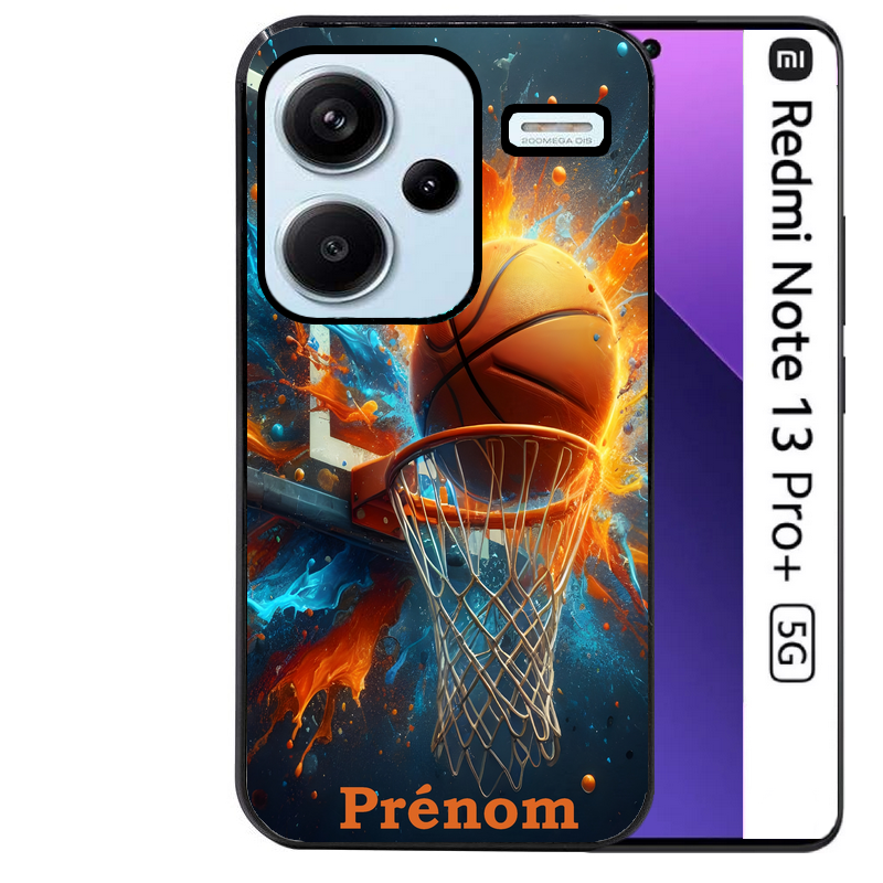 Coque noire taperso pour Redmi Note 13 PRO PLUS 5G avec motif basket ball color personnalise protection antichoc personnalisée