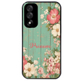 Coque noire taperso pour OnePlus Nord 5 avec motif bois et fleur avec votre prenom protection antichoc personnalisée