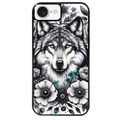 Coque noire taperso pour Iphone 17 17E AIR MAX PRO avec motif loup et fleur protection antichoc personnalisée